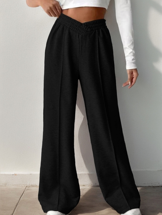 Just Jen Pants - Black Wide-Leg Knit Pants- Women